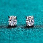 S925 Sterling Silver Bull Head Earrings for Women, Simple Wedding Moissanite Studs