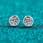 S925 Sterling Silver Moissanite Stud Earrings for Women, Bubble Screw-back Design, Simple and Elegant