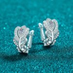 S925 Sterling Silver Moissanite Feather Earrings for Women, Light Luxury Elegant Lady High-End Fashion