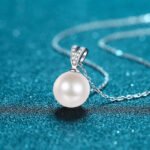 S925 Sterling Silver Clavicle Chain Necklace for Women 10mm Flawless Freshwater Pearl Simple Moissanite Necklace