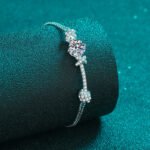 S925 Sterling Silver Women's Double Chain Push-Pull Design Bracelet, 2 Carat Moissanite, Factory Direct Wholesale