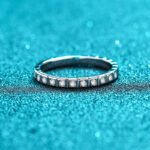 S925 Silver Ring for Women Half Circle Moissanite Pinky Ring Small Ice Style
