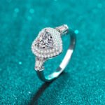 S925 Sterling Silver Ring for Women Heart Shape Moissanite Love Ring Wedding Band Factory Direct