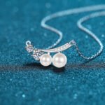 S925 Sterling Silver Necklace for Women, Moissanite Pendant with Freshwater Pearl, Choker Chain, Factory Direct Wholesale