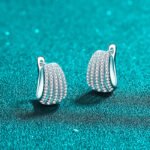 S925 Sterling Silver Moissanite Stud Earrings for Women, Full Diamond-Cut, Fashionable Ear Cuff, Simple Style, Holiday Gift