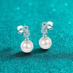 S925 Silver Moissanite Pearl Earrings Fashionable Simple Commuter Earrings Holiday Gift