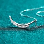 S925 Sterling Silver Moissanite Necklace for Women, Smile Pavé Line Chain, Simple High-End Cool Style, Gift for Friends