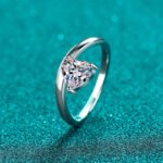 S925 Sterling Silver Moissanite Ring for Women Heart Shape Halo Ring Simple Personality Gift for Girlfriend