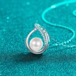 S925 Sterling Silver Moissanite Round Pearl Necklace Fashion Commuter Collarbone Chain Simple Atmosphere High-end Design