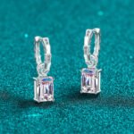 S925 Sterling Silver Moissanite Stud Earrings for Women, Rectangular Drop, Luxury Style, Fashion Daily Wear