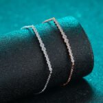 S925 Sterling Silver Full Moissanite Champagne Gold Bracelet for Women, Versatile and Elegant