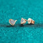 S925 Sterling Silver Moissanite Champagne Gold Heart-Shaped Earrings for Women, Unique Design, Exquisite and Compact, Daily Versatile