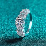 S925 Sterling Silver Moissanite Ring for Women, Rectangular Beveled 1 Carat, Light Luxury Festive Gift
