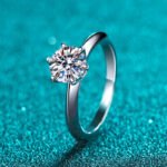 S925 Sterling Silver Ring for Women 50 Points 1 Carat Moissanite Six Claw Ring