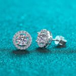 Moissanite Earrings 925 Silver Student Women Korean Japanese Simple Round Stud