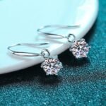 S925 Sterling Silver Ear Hooks Women Six-Prong Moissanite Earrings Plated Gold Factory Direct Wholesale
