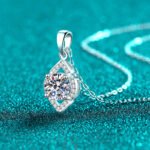 S925 Sterling Silver Moissanite Necklace for Women, Drop Hollow Pendant, Daily Versatile Fashion Trend Gift