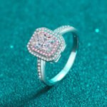 925 Silver Plated Rose Gold and Platinum Tone 1 Carat Moissanite Radiant Emerald Cut Ring