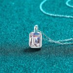 S925 Sterling Silver Moissanite Necklace for Women, Minimalist Square Pendant, Collarbone Chain, Daily Versatile