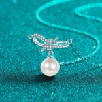 S925 Silver Moissanite Pearl Necklace for Women, Butterfly Bow Sweet Pendant, Cute Girl Collarbone Chain, Simple Versatile Style