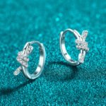 S925 Silver Moissanite Earrings with Knot Design, Fashionable Ear Accessories