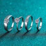 S925 Sterling Silver Korean Style Open Ring Moissanite Diamond Couple Ring Factory