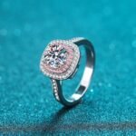 S925 Silver Square Wrap Women's Ring 1 Carat Moissanite Ring Fashionable Ring