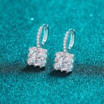 S925 Sterling Silver Princess Cut Moissanite Earrings for Women, Ear Cuff, Factory Direct Wholesale