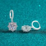 S925 Sterling Silver Moissanite Earrings for Women, Octagonal Ear Cuff, Exquisite Light Luxury Festive Gift
