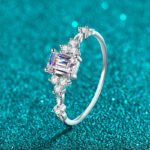 S925 Sterling Silver Moissanite Ring for Women Emerald Square Ice Ring Exquisite Simple High-End