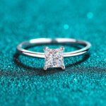 S925 Sterling Silver Ring for Women Princess Cut Moissanite Simple Band Factory Direct Wholesale