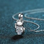 S925 Sterling Silver Moissanite Necklace for Women, Cute Lucky Cat Pendant, Simulated Diamond Chain, Factory Direct Wholesale