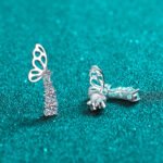 S925 Sterling Silver Moissanite Butterfly Earrings for Women, Elegant and Chic, Festival Gift