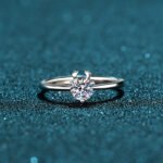 925 Silver Ring for Women Moissanite Ring Cute Simple Deer Antler Ring Band Daily Versatile Gift for Girlfriend