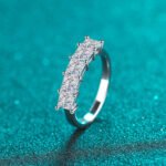S925 Sterling Silver Ring for Women Princess Cut Moissanite Eternity Band