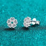 S925 Sterling Silver Women's Heart-Shaped Petal Moissanite Earrings, Sweet Style, Gift for Friends