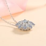 S925 Sterling Silver Sunflower Four-Prong Moissanite Pendant Necklace