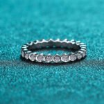 S925 Sterling Silver Ring for Women Moissanite Half Full Diamond Wedding Ring