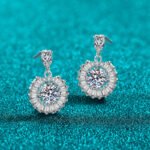 S925 Sterling Silver Moissanite Earrings for Women Sunflower Dazzling Drop Earrings Elegant and Sophisticated