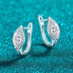S925 Sterling Silver Moissanite Stud Earrings for Women, Marquise Shape, Elegant and Fashionable