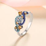 S925 Sterling Silver Angel Eye Ring with Inlaid Moissanite