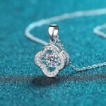S925 Silver Lace Hollow Pendant Necklace with Moissanite