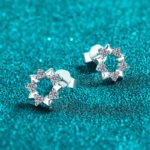 S925 Sterling Silver Full Moissanite Star Earrings for Women, Exquisite Cute Daily Simple