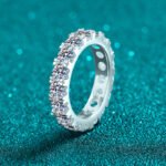 S925 Sterling Silver Moissanite Ring Full Pavé Band European and American Light Luxury Exquisite Accessory