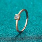 S925 Sterling Silver Moissanite Women's Ring Champagne Gold Ice Cube Style Minimalist Ins Style