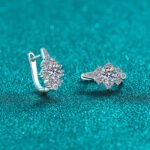 S925 Sterling Silver Moissanite Stud Earrings for Women U-Shaped Buckle Fashion High-End Everyday Versatile