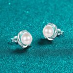 S925 Sterling Silver Plum Blossom Earrings for Women with Moissanite and Freshwater Pearl