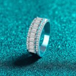 S925 Sterling Silver Full Moissanite Ring Square Sugar Ring Fashion Minimalist Ring
