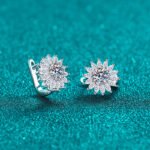 S925 Sterling Silver Moissanite Earrings Maple Leaf Design Ear Cuff Simple Fashion