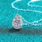 S925 Sterling Silver Moissanite Pendant Necklace for Women, Pear Drop Shape, Minimalist Elegant Daily Style